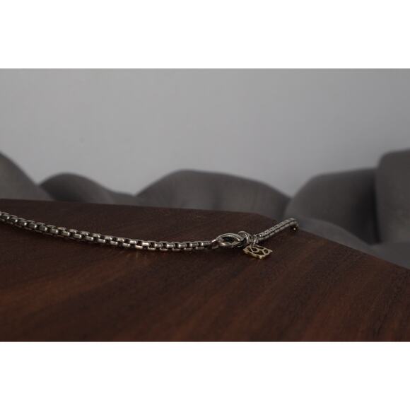 David Yurman Sterling Silver & 14k Box Chain Necklace 14.5G / 18in / 2.6mm - Picture 4 of 7
